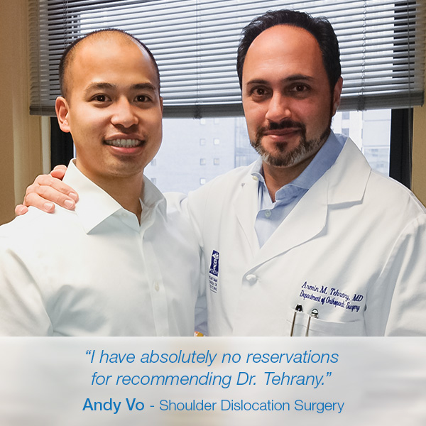 "Dr. Tehrany was the best experience" says Andy Vo after a Remplissage Shoulder Surgery